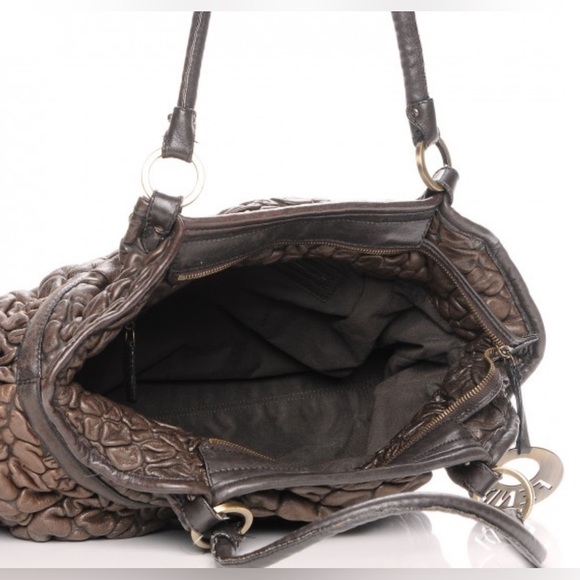 FENDI Bubble Calfskin Leather Large Chef Shopper Tote Brown Bag Authentic - Picture 3 of 11